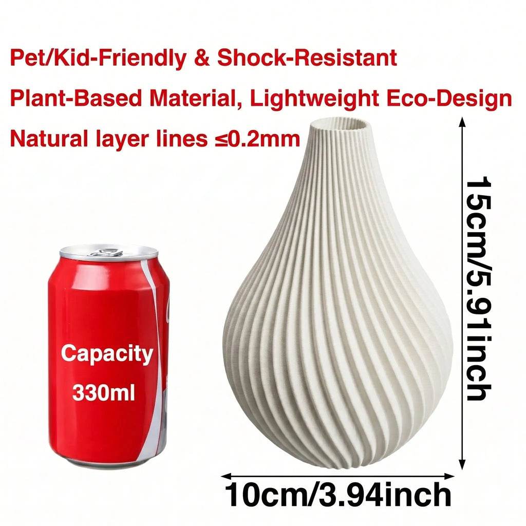 Twisted Ribbed Bulbous-Neck Vase — Boho Style