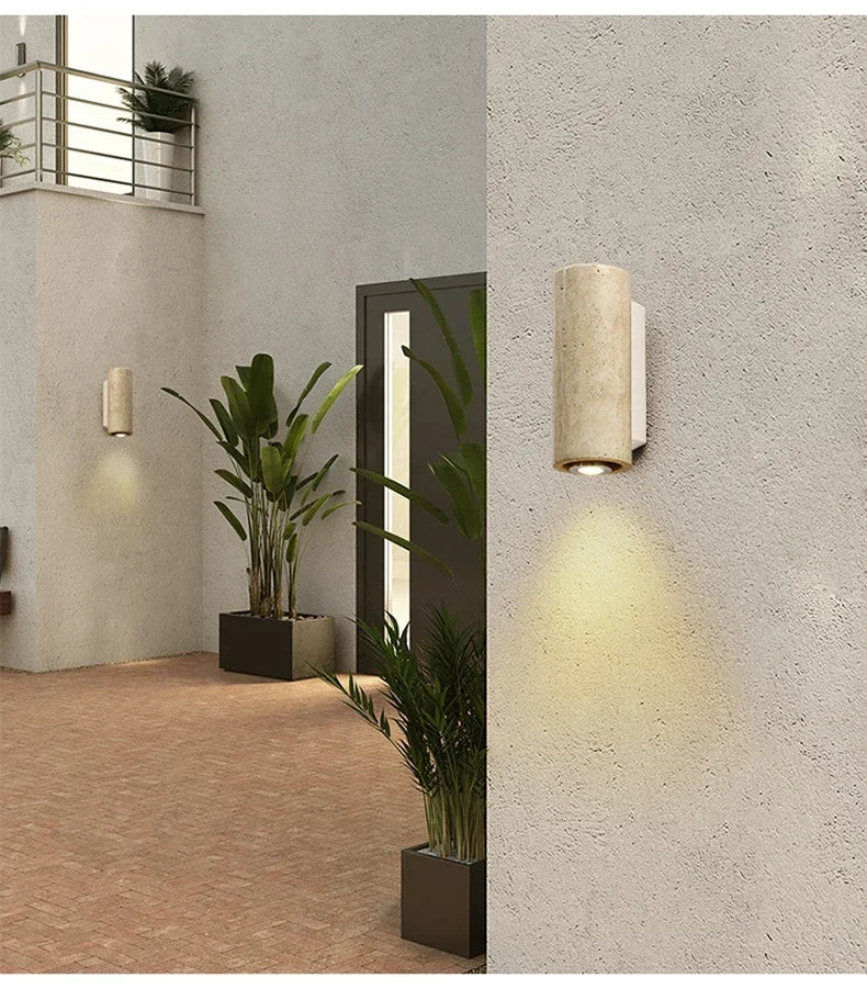 Yellow Marble Wall Sconce — Wabi-Sabi Travertine Light
