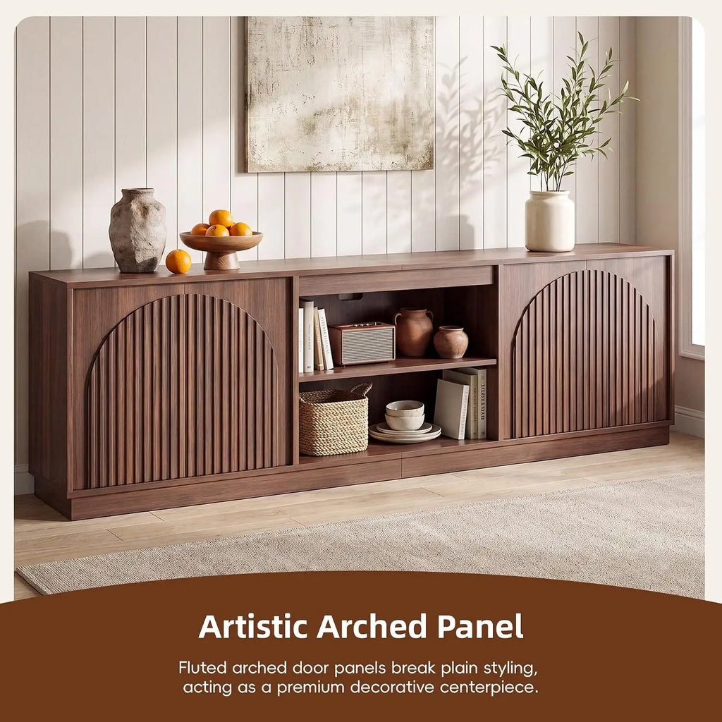 Fluted Walnut TV Stand — 94.5"
