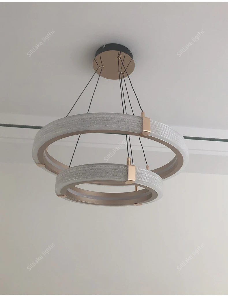 Modern Round Ring Chandelier — Aluminum & Acrylic Ceiling Light