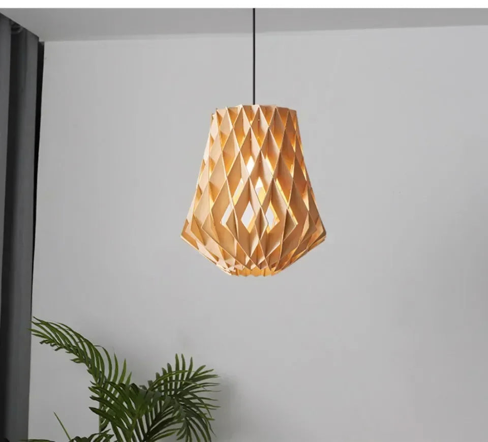 Japanese Style Wooden Birdcage Bar Pendant Light Creative Tatami Lamp Design LED Bedroom Lighting with Shadow Art — image 15