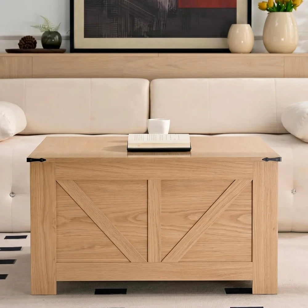 Farmhouse square coffee table in natural oak finish