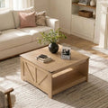 Farmhouse square coffee table in natural oak finish