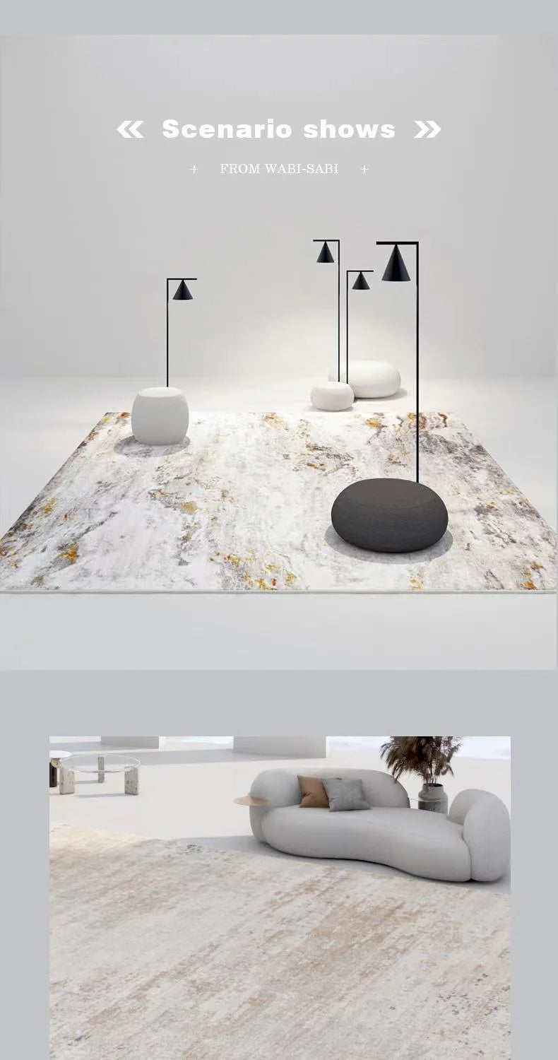 Modern Abstract Plush Area Rug — Thick Grey — alternate angle view