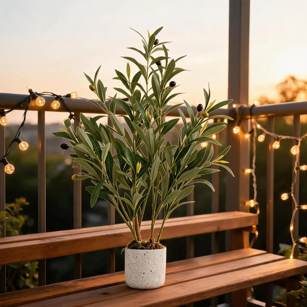 Artificial Olive Tree Branches — 4.3FT, No Pot, Lifelike Fruit Accents