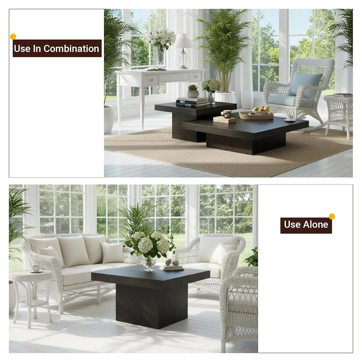 Rustic Nesting Coffee Tables - Stackable Pair