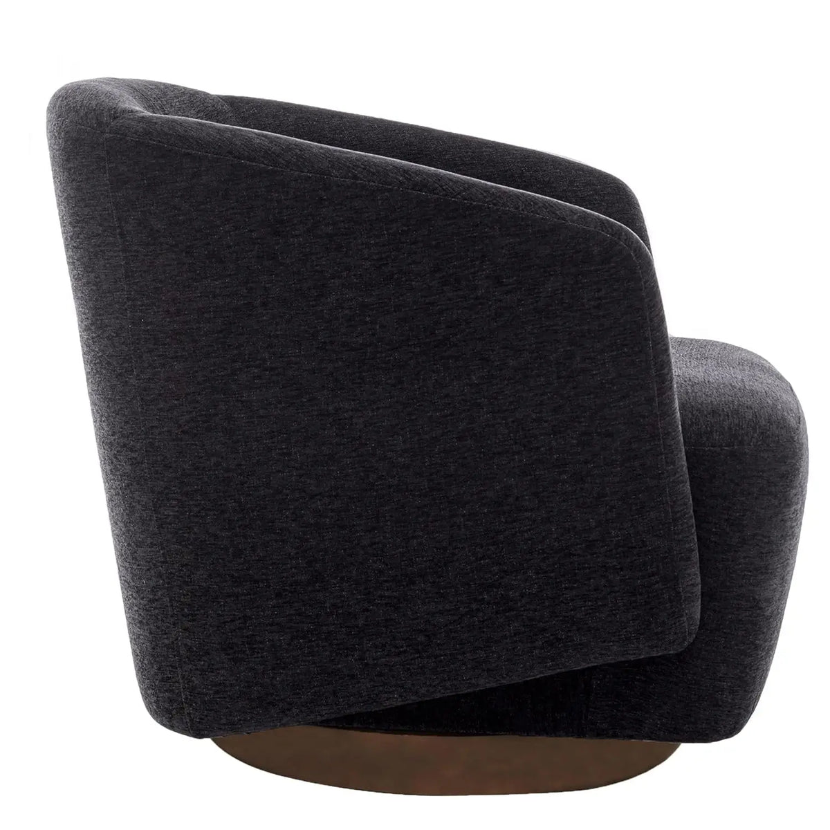 Charcoal Performance Fabric Swivel Chair — Wood Base Accent Chair