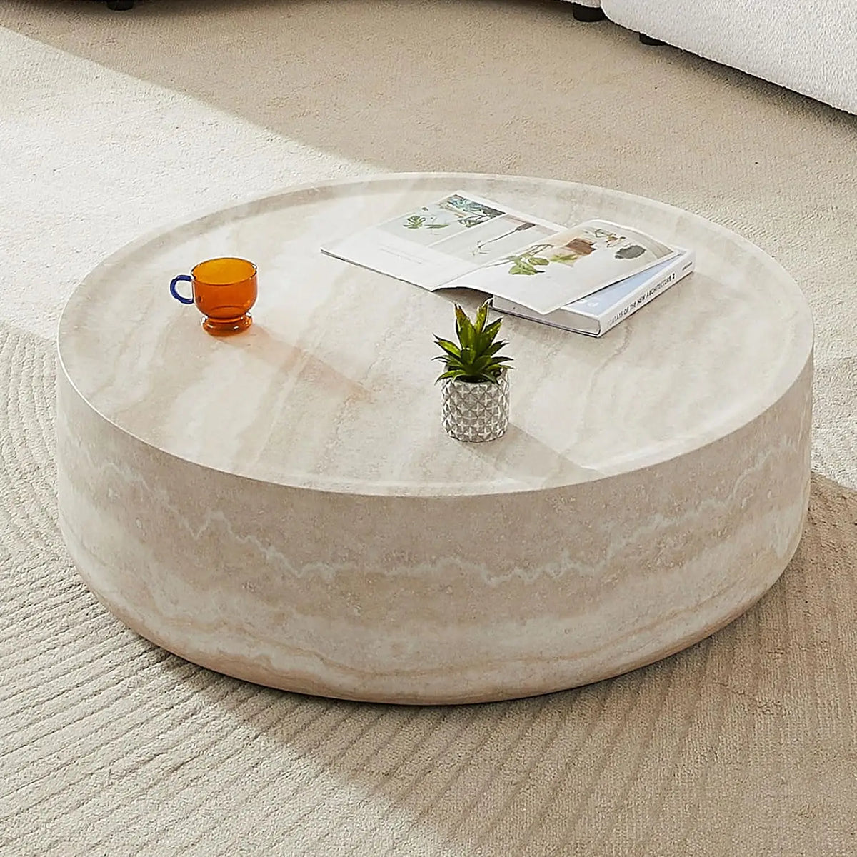 Nesting Drum Coffee Table Set - Modern Pair