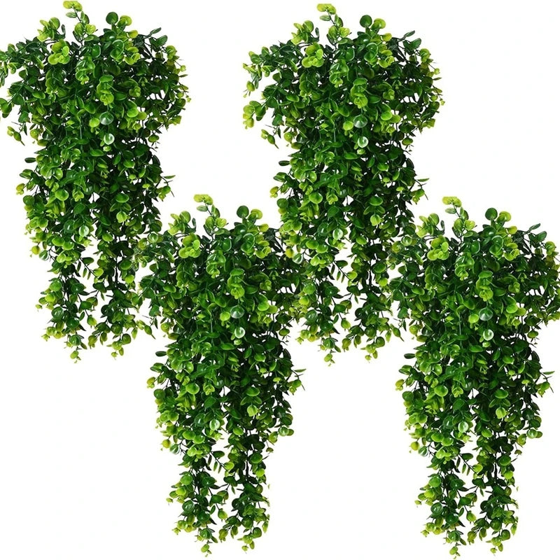 1Pcs Artificial 5Forks Rattan Eucalyptus Wall Hanging Simulation Greenery Fake Hanging Plants Vine Diy  Home Outdoor Decor Plant — room setting