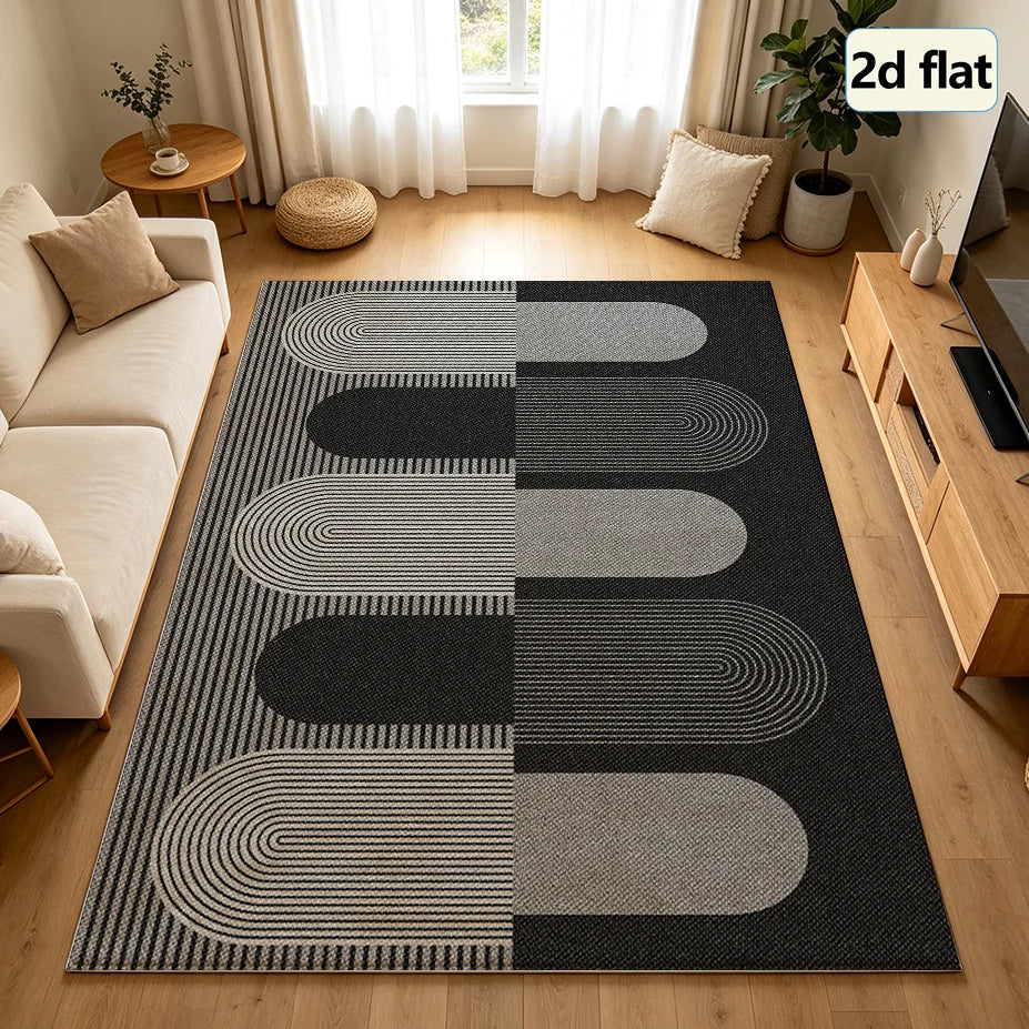 Mid-Century Geometric Area Rug — Machine Washable — feature view