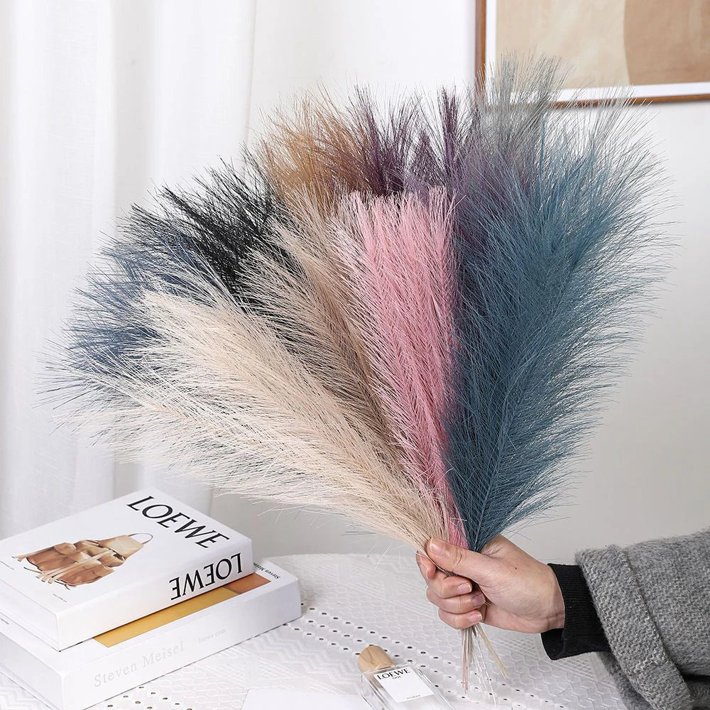 Fluffy Pampas Grass Bundle — Boho Faux Reed Decor, 16.5in