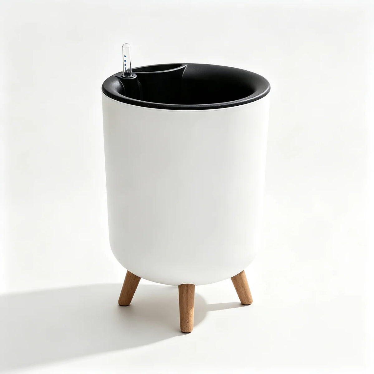 Self-Watering Floor Planter with Stand — White, Water Level Gauge