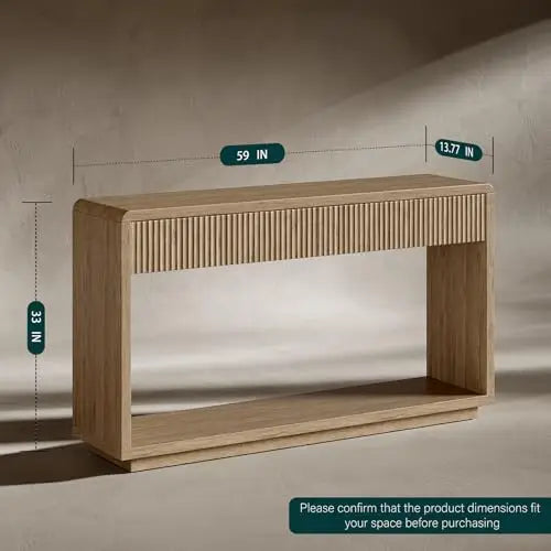 Oak console table with drawers and fluted detailing