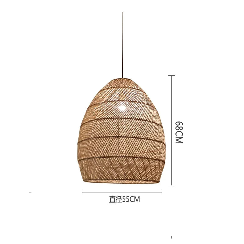 Natural Rattan Lamp Pendant Light New Chinese Style Hand-woven Pendant Light for Living Room Hanging Luminaire Room Decor Light — image 13