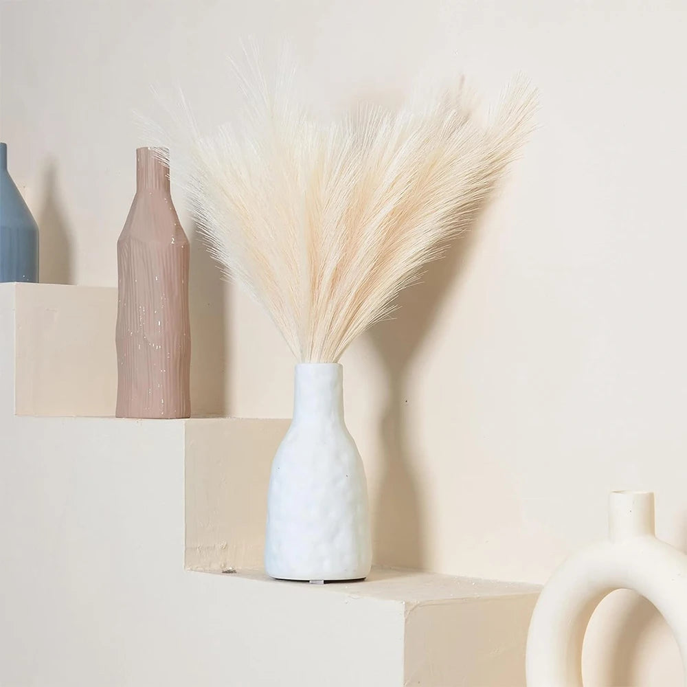 Fluffy Pampas Grass Bundle — Boho Faux Reed Decor, 16.5in