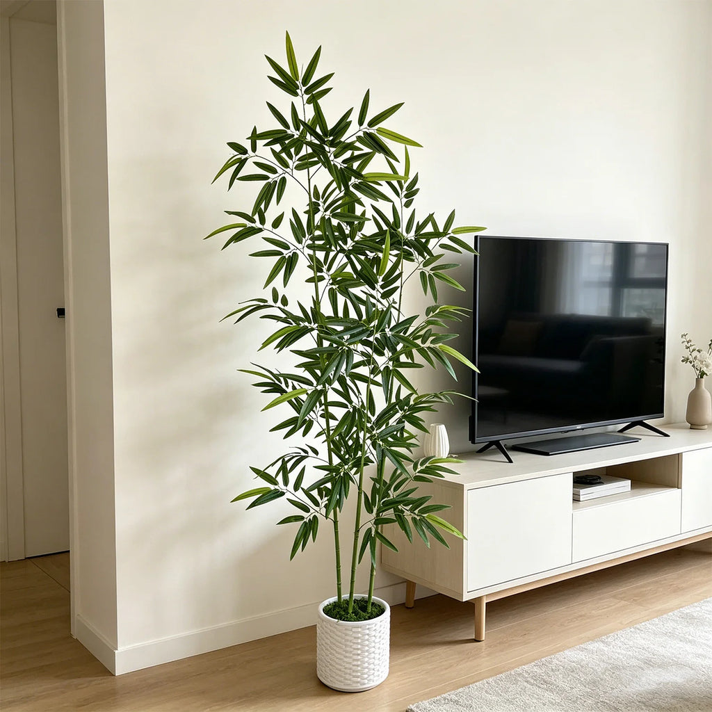 Artificial Green Bamboo Tree — 5.25-7.05 ft Multi-Stem — accessory view