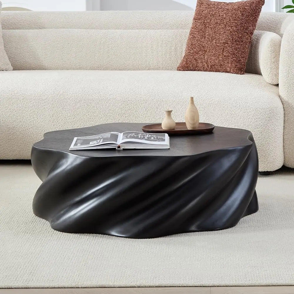 Drum Stone Coffee Table - Faux Marble Modern