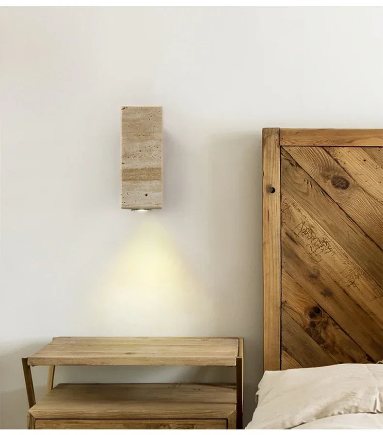 Yellow Marble Wall Sconce — Wabi-Sabi Travertine Light