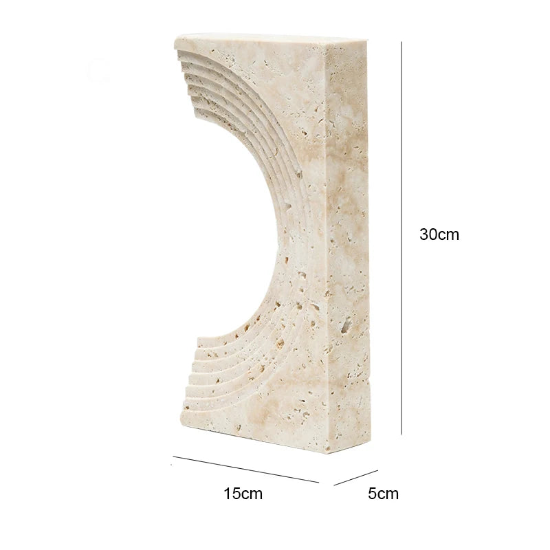 Natural Travertine Stone Archway Ornament — Beige, Antique Finish