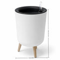 Self-Watering Floor Planter with Stand — White, Water Level Gauge