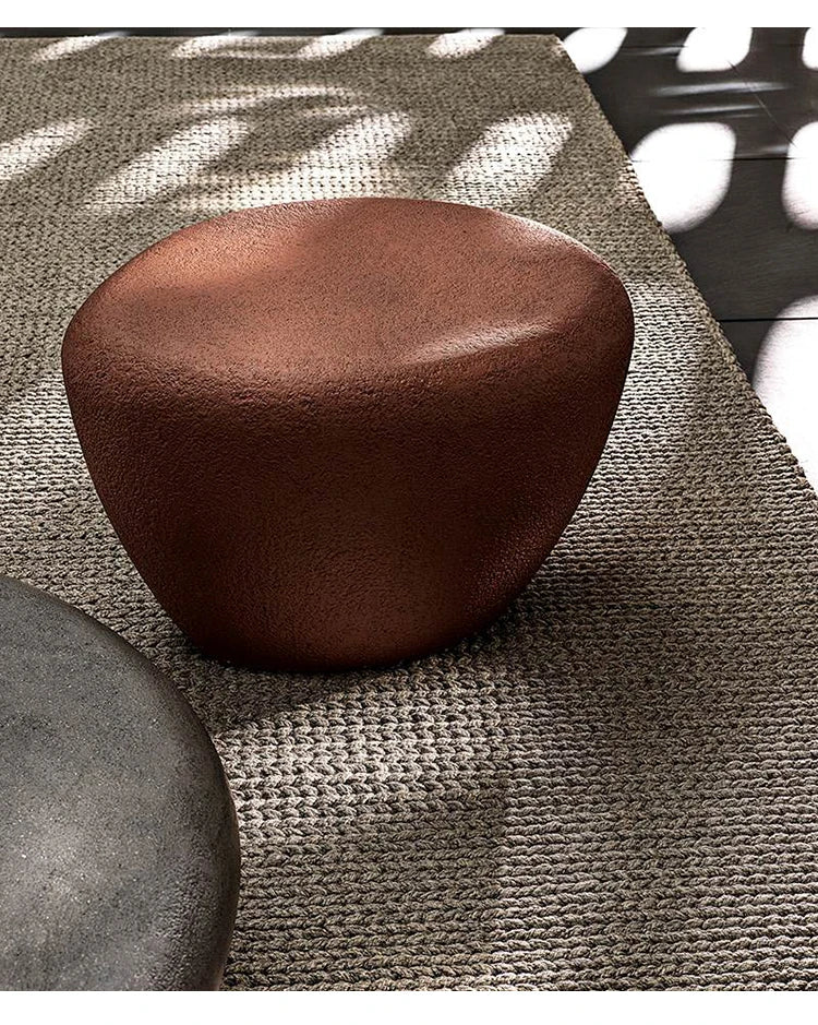 Italian Oval Stone Coffee Table - Minimalist Industrial