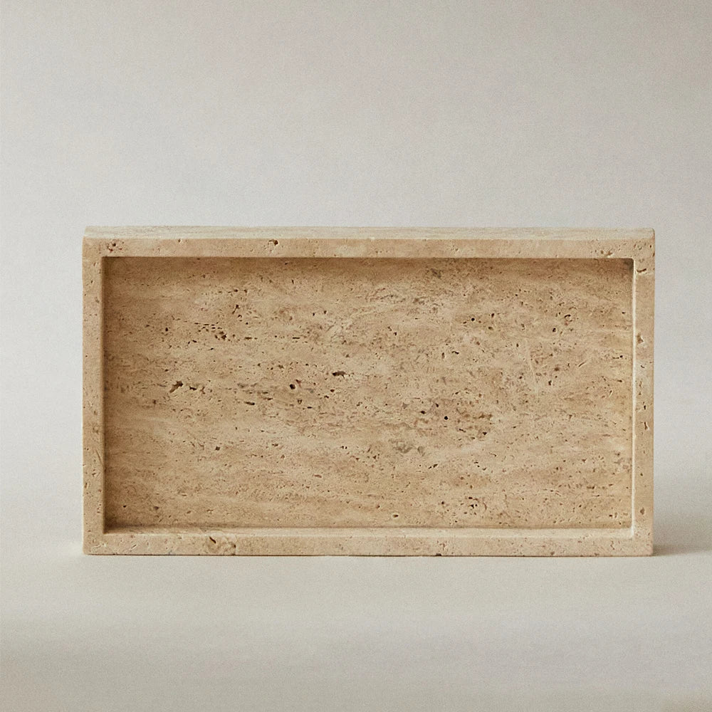 Travertine Vanity Tray — Rectangle Sink Organizer