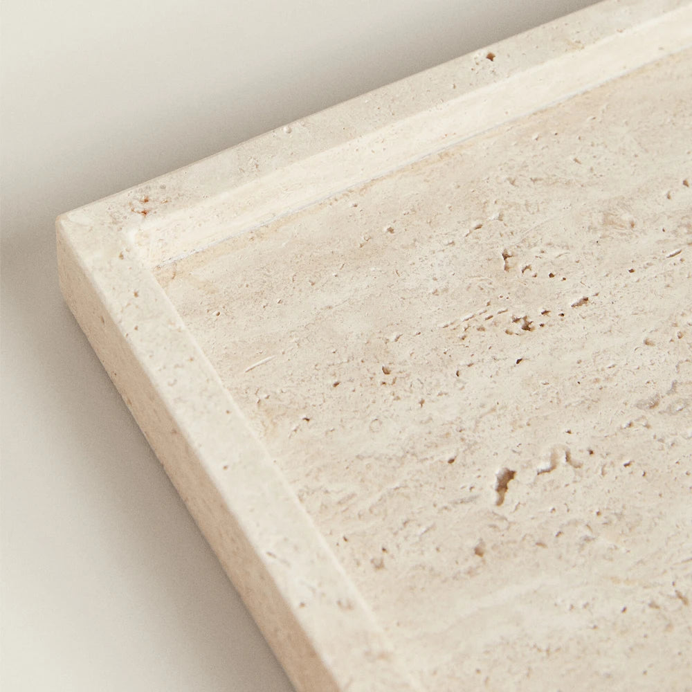 Travertine Vanity Tray — Rectangle Sink Organizer
