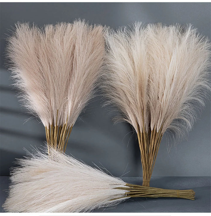 Fluffy Pampas Grass Bundle — Boho Faux Reed Decor, 16.5in