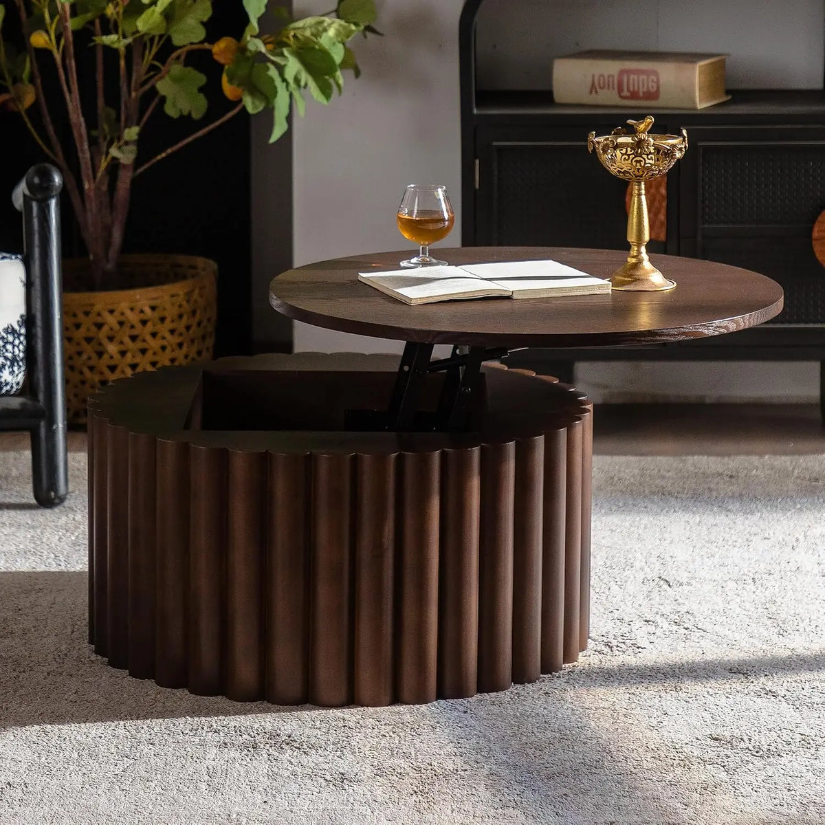 Drum Stone Coffee Table - Faux Marble Modern