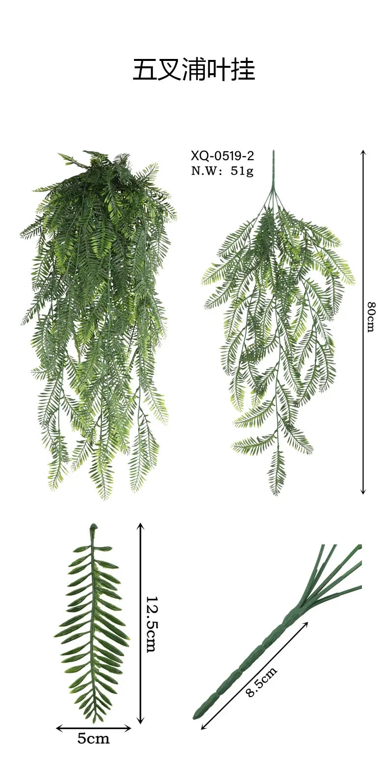 Persian fern Leaves Vines Home Room Decor Hanging Artificial Plant Plastic Leaf Grass Wedding Party Wall Balcony Decoration — image 9