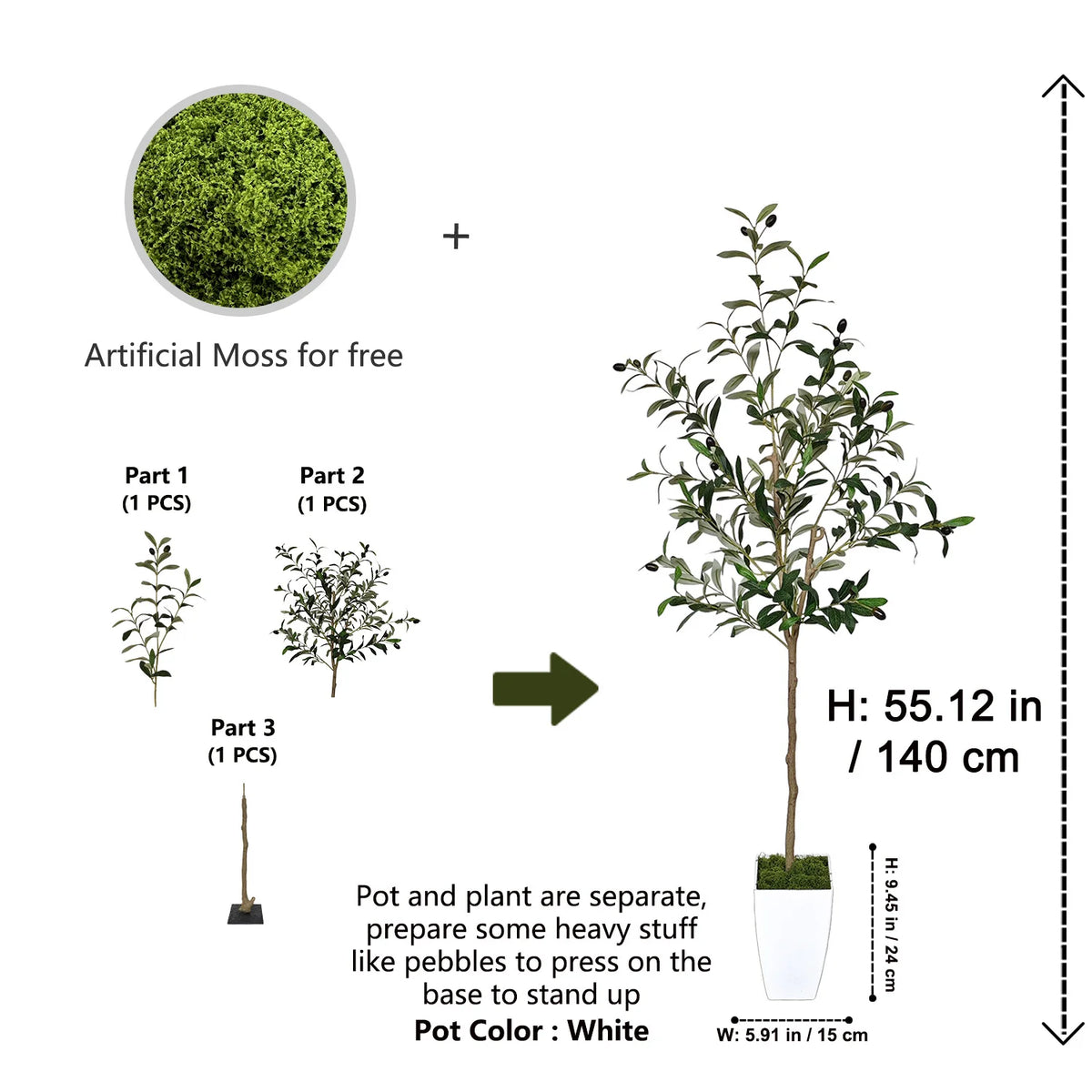 120-180cm Artificial Olive Tree Plant Indoor Outdoor Ornament Fake Plant for Home Garden Balcony Living Room Decoration — image 27