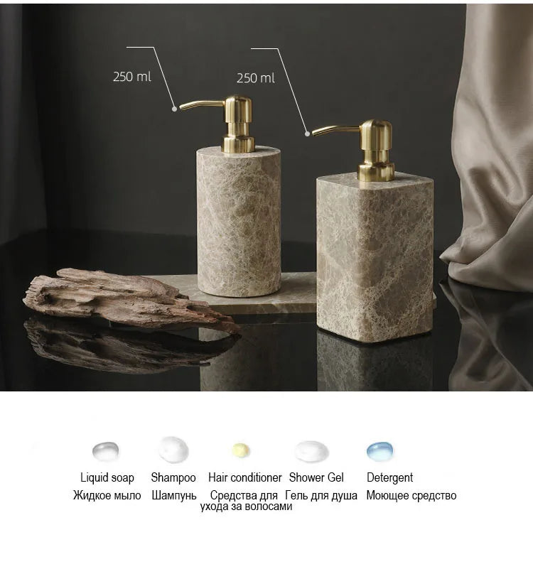Emperador Marble Bathroom Accessory Set — 8-Piece
