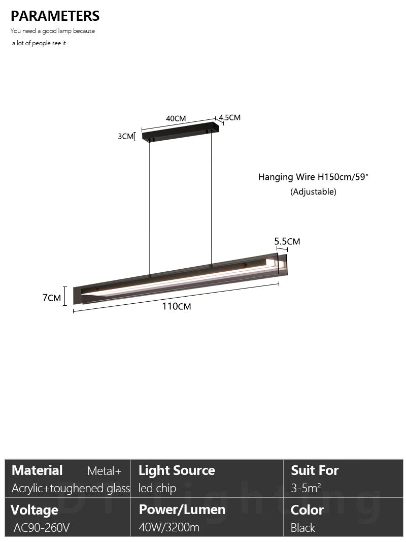 Nordic Black Glass Chandelier — Dining Room Statement Light