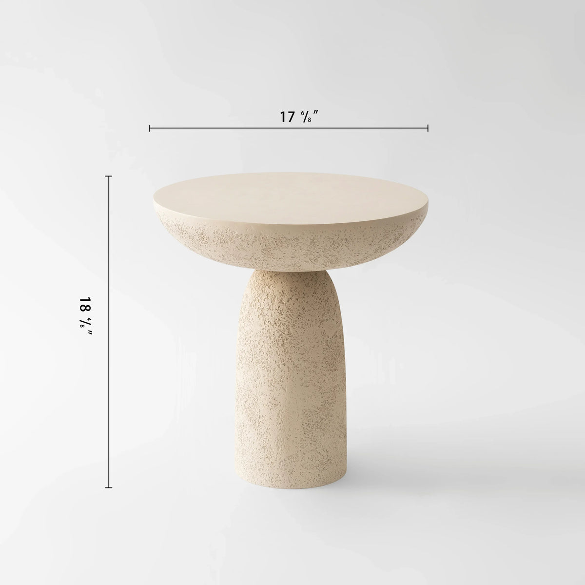 SHYFOY pedestal side table with stone-inspired hourglass base