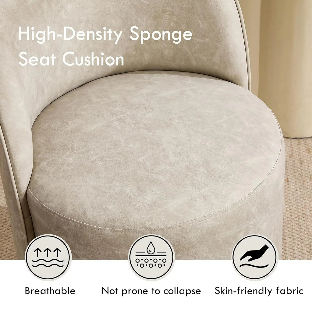 360-degree swivel faux leather barrel dining chair