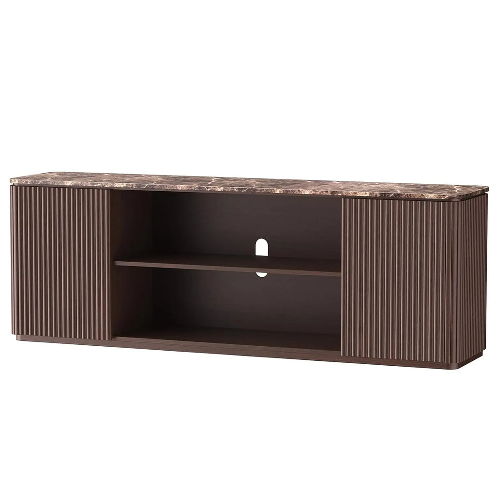 Fluted TV Stand with Faux Marble Top — 70"