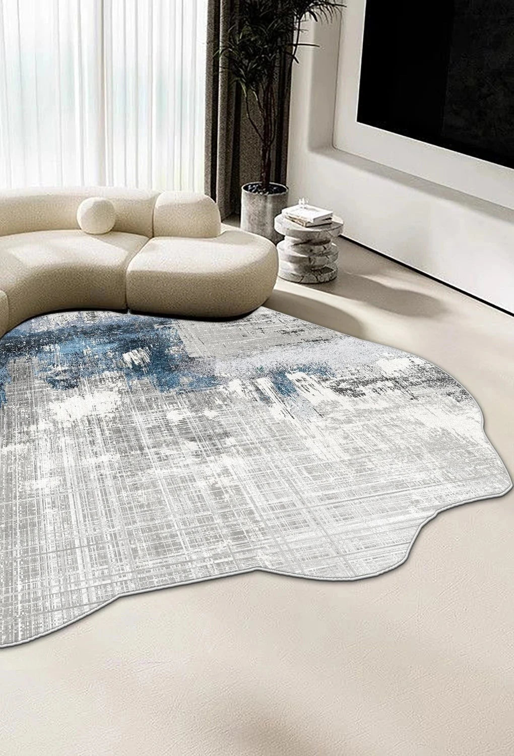 Modern Abstract Irregular Carpet for Living Room Decoration Home Machine Washable Fluffy Rugs Thickened Bedroom Soft Floor Mat — alternate angle
