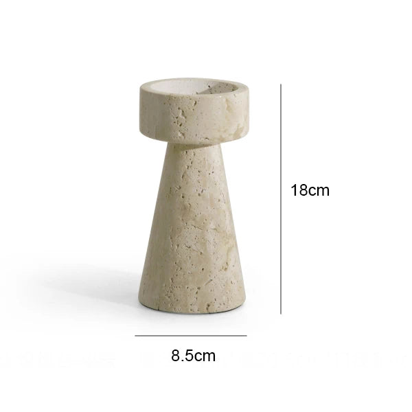 Travertine Candlestick Holder — Handmade Taper Stand