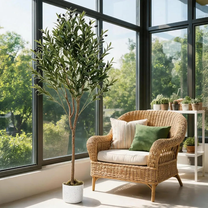 Artificial Olive Tree Branches — 4.3FT, No Pot, Lifelike Fruit Accents