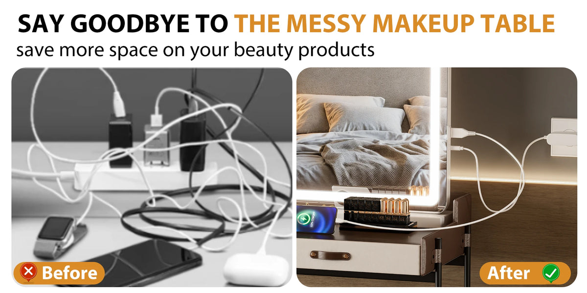 LED vanity mirror with aluminum frame — product detail view