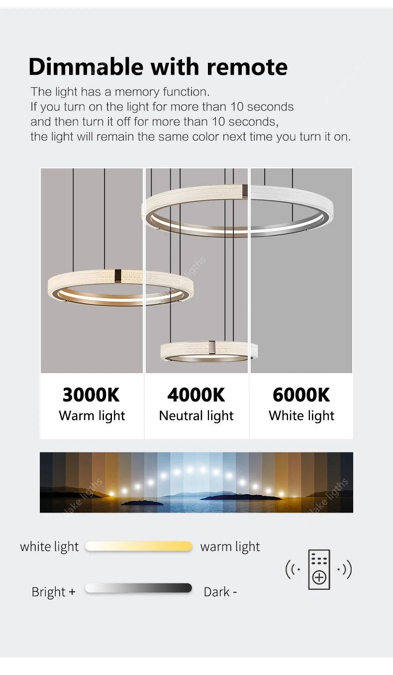 Modern Round Ring Chandelier — Aluminum & Acrylic Ceiling Light