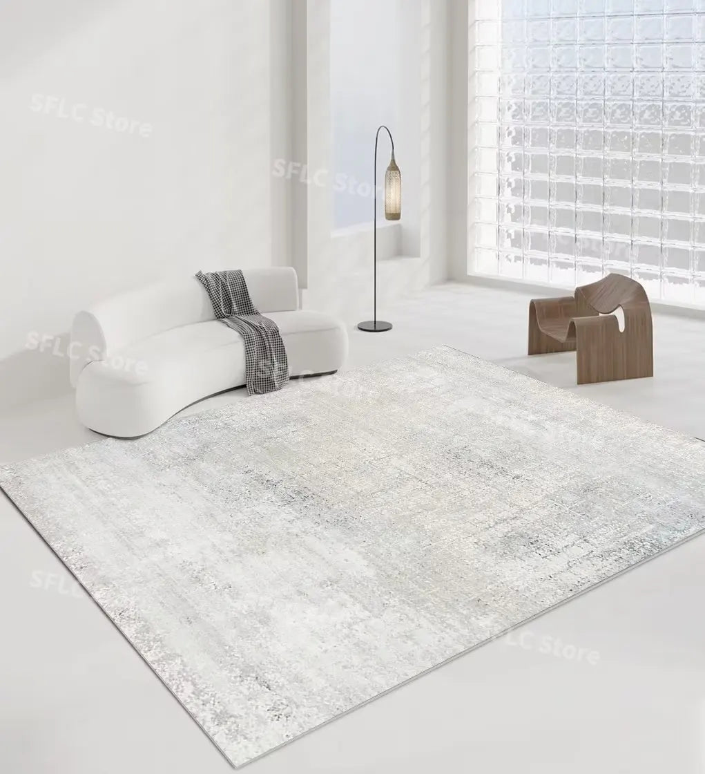 Minimalist Solid Color Beige Area Rug — Japanese Style