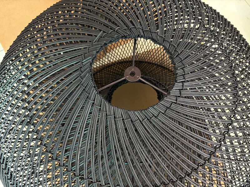 Handwoven Rattan Pendant Lamp — Japandi Kitchen Island Light