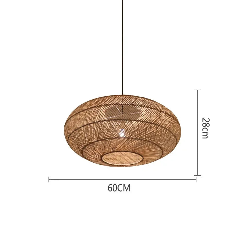 Natural Rattan Lamp Pendant Light New Chinese Style Hand-woven Pendant Light for Living Room Hanging Luminaire Room Decor Light — image 12