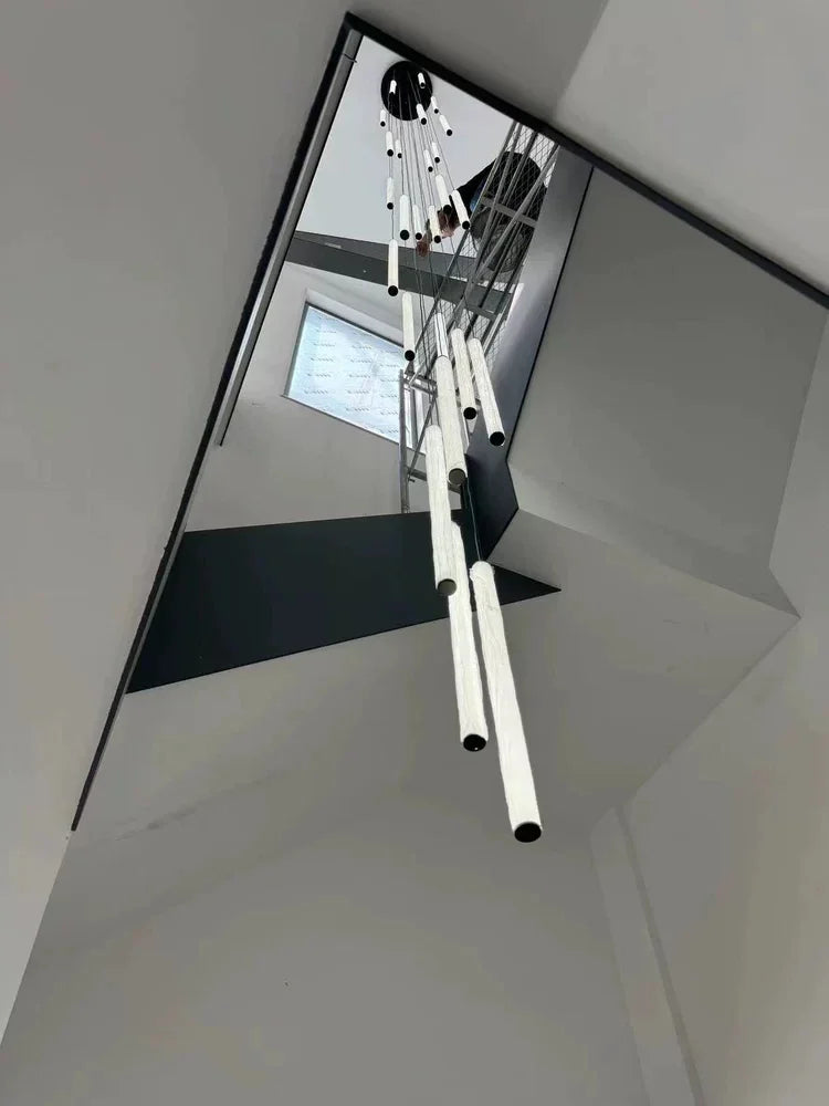 LED Long Chandelier Modern Home Decoration Pendant Lights Minimalist Attic Living Room Staircase Lighting Indoor Hanging Lamps — room setting