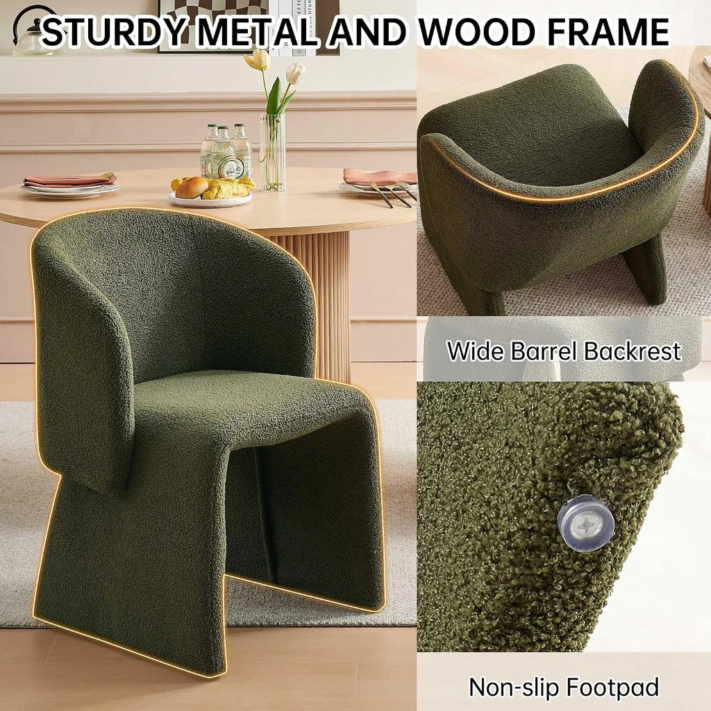 Mid-century upholstered dining arm chair with curved backrest