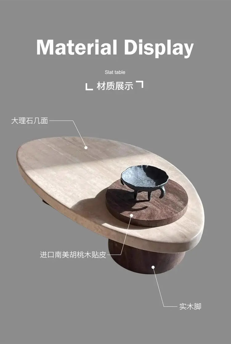 Beige marble coffee table — alternate product view