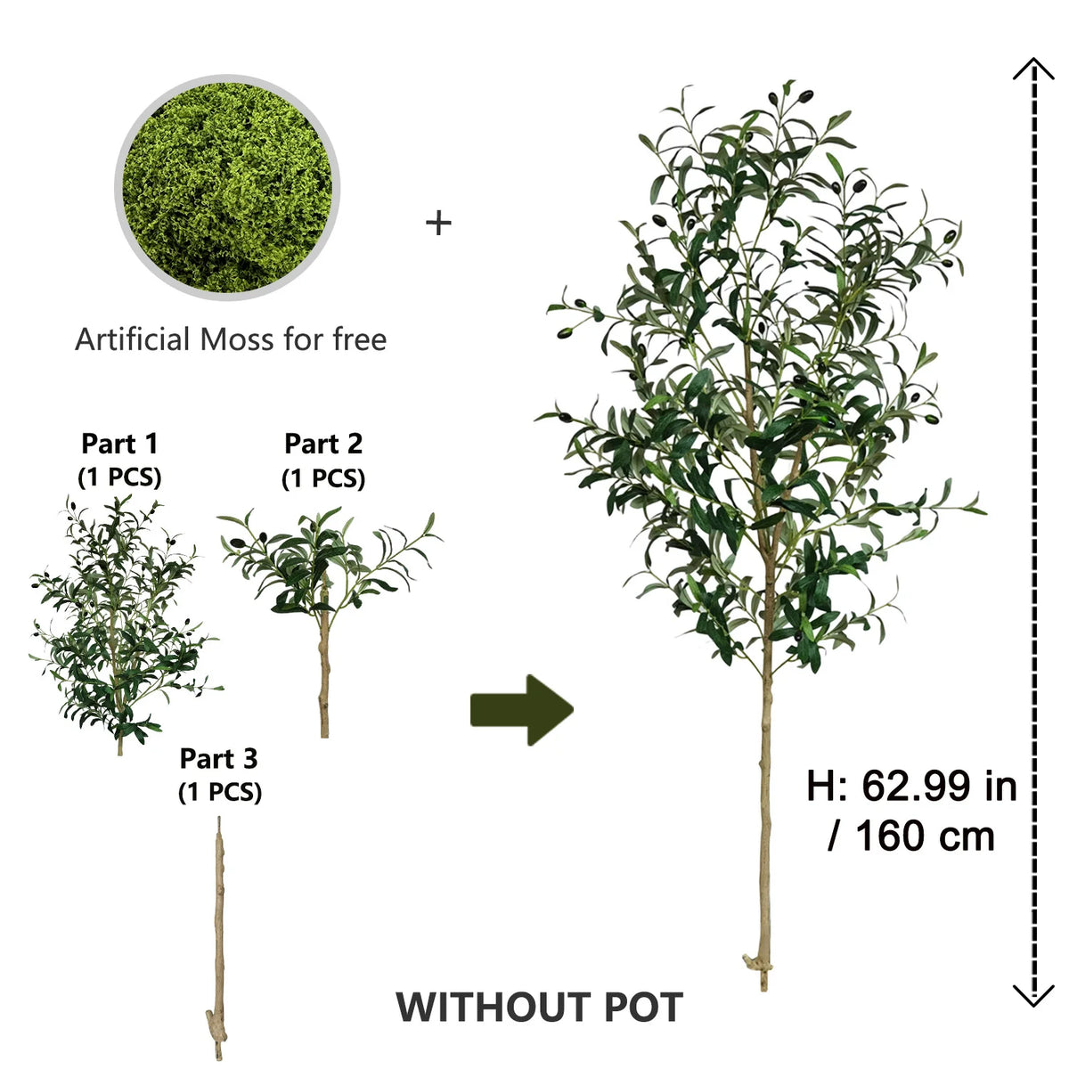 120-180cm Artificial Olive Tree Plant Indoor Outdoor Ornament Fake Plant for Home Garden Balcony Living Room Decoration — image 29