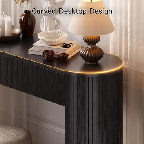 Fluted console table with two drawers for entryway