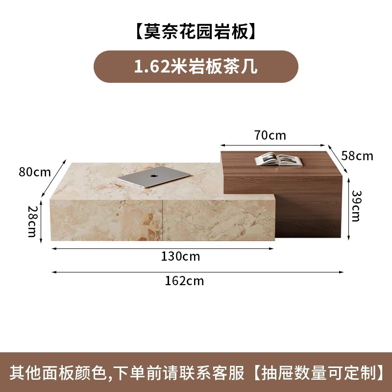 Sculptural Wabi-Sabi Coffee Table - Travertine & Walnut